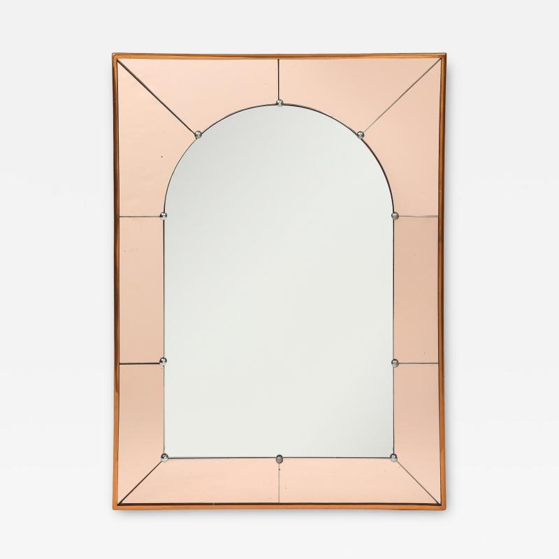  Cristal Art Cristal Arte Large Rectangular Wall Mirror in Rose Glass and Copper Frame by Cristal Art