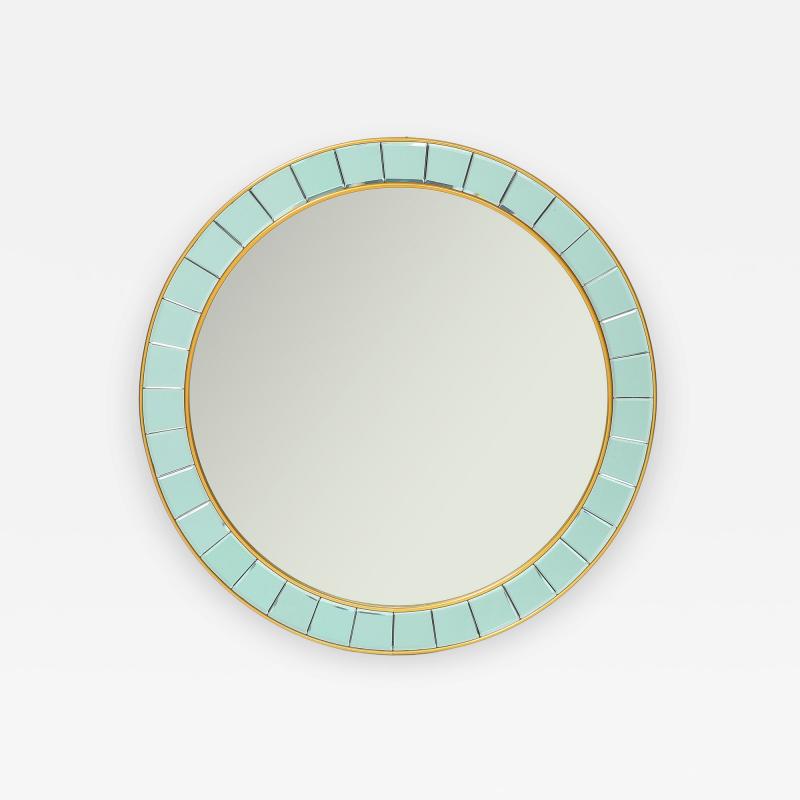  Cristal Art Cristal Arte Large Round Hand Cut Beveled Crystal Wall Mirror Model 2679 by Cristal Art