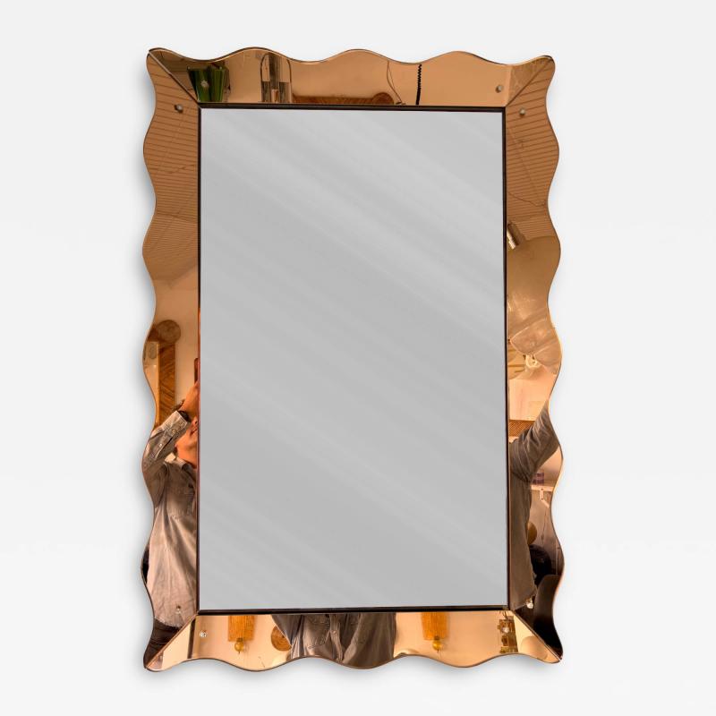  Cristal Art Cristal Arte Mirror Pink Glass by Cristal Art Italy 1960s