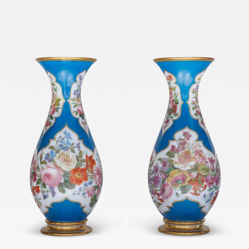  Cristalleries De Baccarat A Large and Exquisite Pair of French Baccarat Opaline Glass Vases