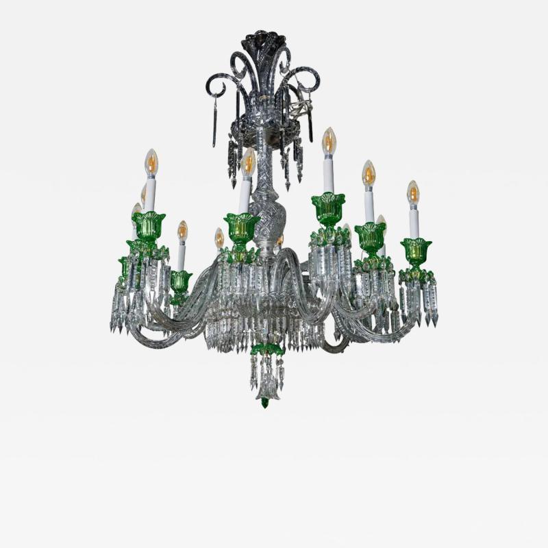  Cristalleries De Baccarat Cristalleries De Baccarat a Large French Green and Clear Cut Crystal Chandelier