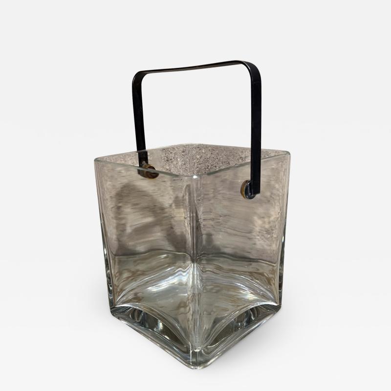  Cristalleries De Sevres 1970s Modern Square Glass Ice Bucket Style of Cristal de S vres