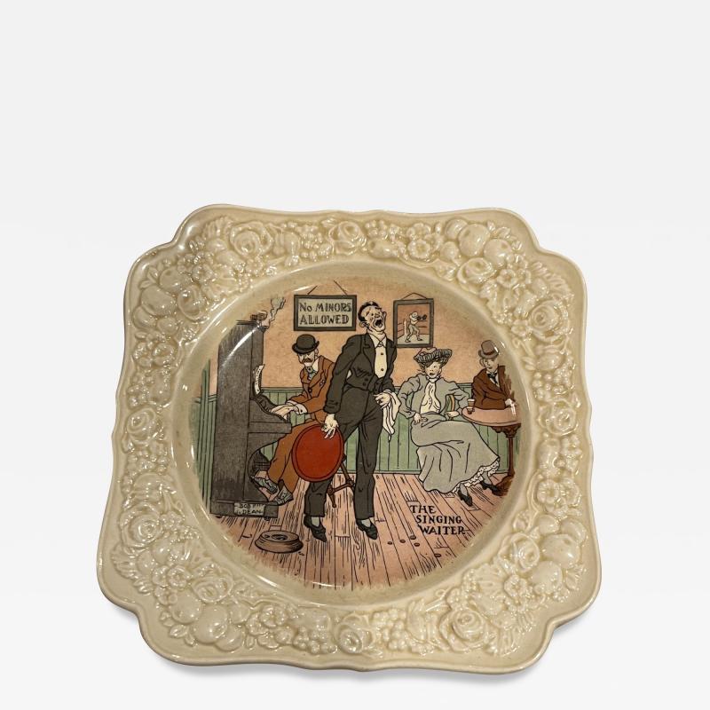  Crown Ducal ART DECO THE SINGING WAITER PORCELAIN PLATE BY CROWN DUCAL