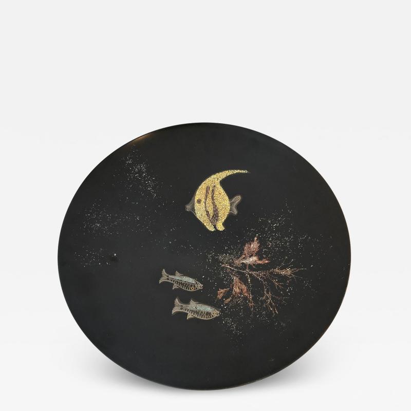  Curoc of Monterey BLACK LACQUERED PLATER IN MOTHER OF PEARL BY CUROC