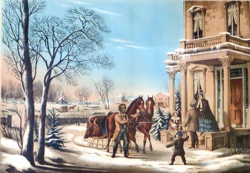  Currier and Ives N Currier Lithograph Pleasures of Winter American Country Life Series C 1855