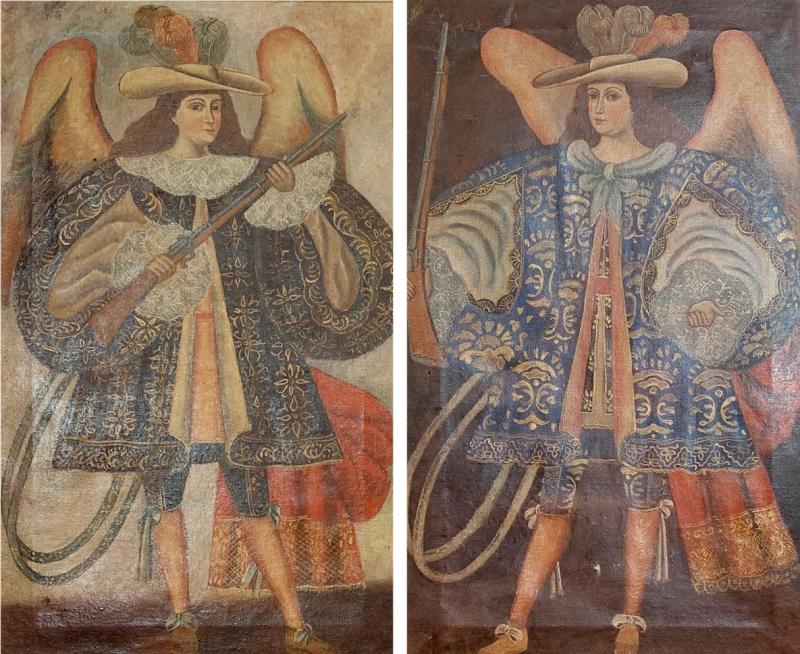  Cuzco School Pair of 19th Century Cuzco School Oil Paintings on Canvas