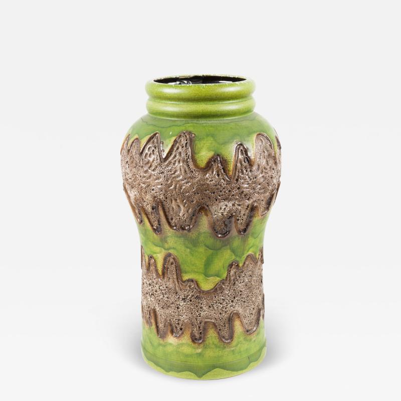  D mler Breiden Dumler and Breiden German Fat Lava Green And Pitted Brown Glazed Ceramic Vase