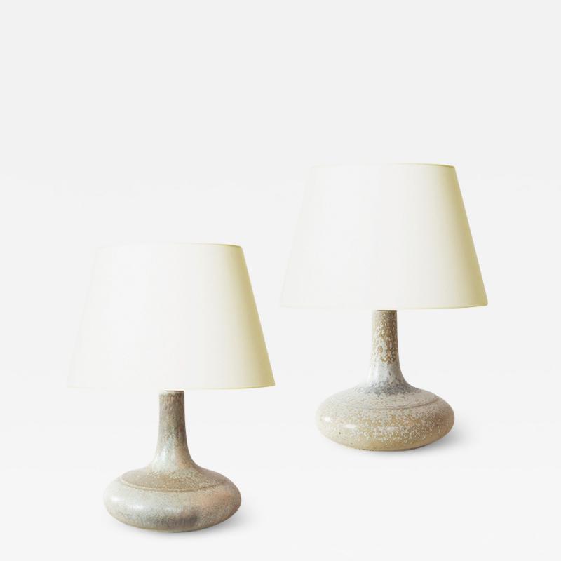  D sir e Stent j Pair of Dapple Glaze Table Lamps by D sir e Stent j