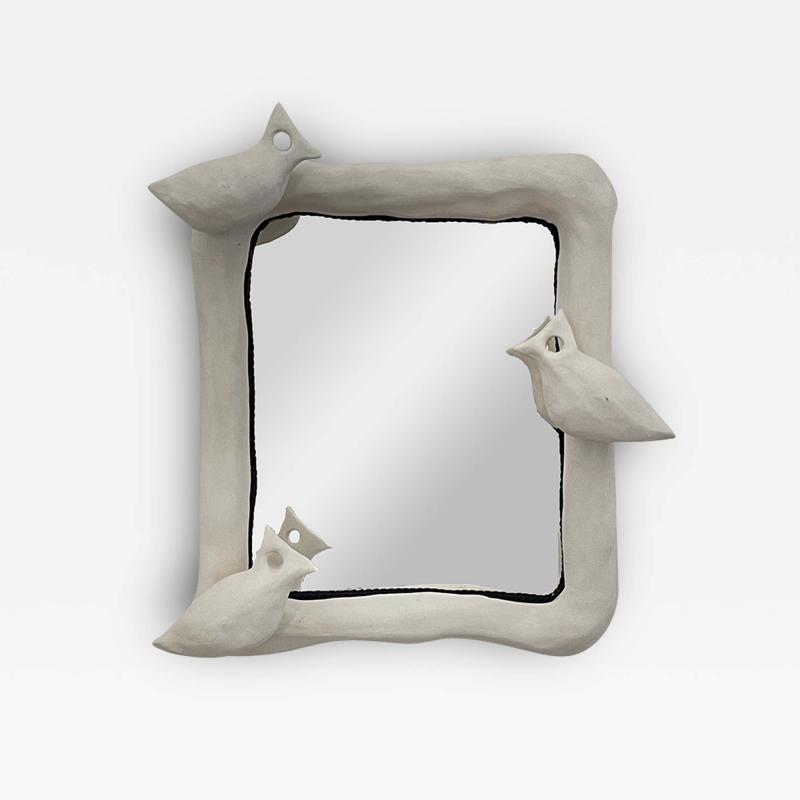  Dainche MIROIR AUX ALOUETTES Raw ceramic mirror