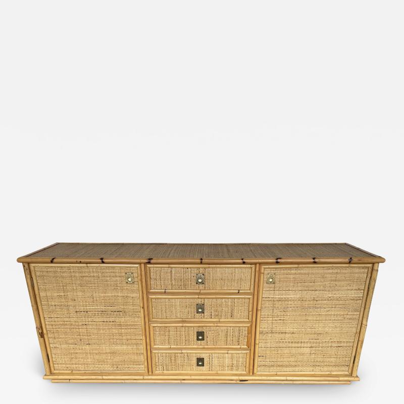  Dal Vera Bamboo Rattan and Brass Sideboard by Dal Vera Italy 1970s