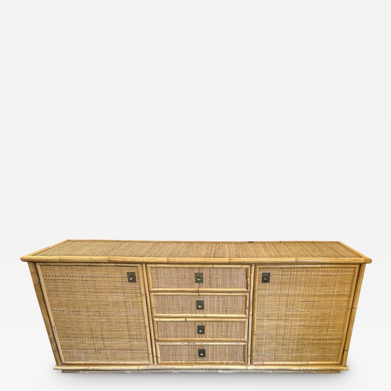  Dal Vera Bamboo Rattan and Brass Sideboard by Dal Vera Italy 1970s