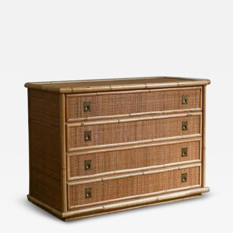  Dal Vera Bamboo and Rattan Chest of Drawers With Brass Details Dal Vera Production 70s
