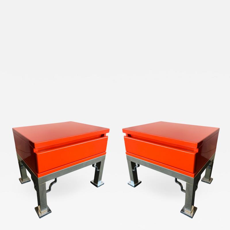  Dal Vera Pair of Lacquered Side Tables by Dal Vera Italy 1980s