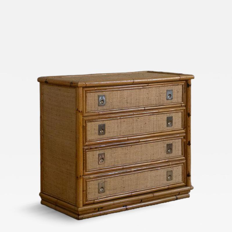  Dal Vera Rattan and Brass Chest of Drawers By Dal Vera 1970s