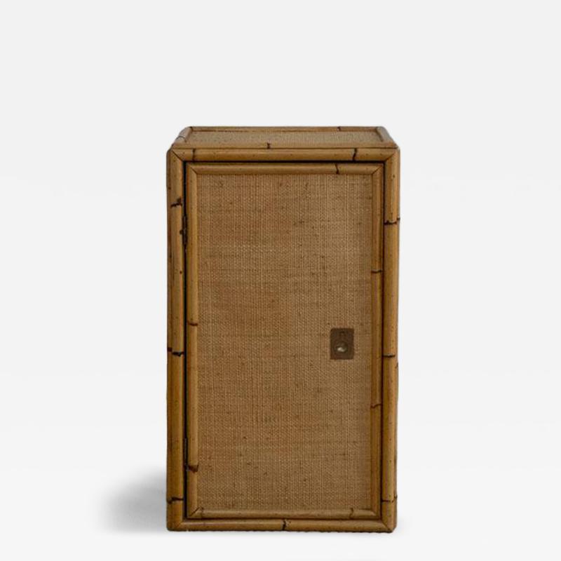  Dal Vera Wall Cabinet in Rattan and Brass By Dal Vera 1970s