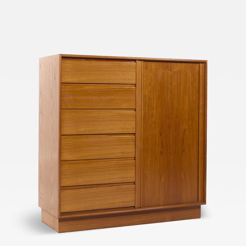  Danflex Danflex Mid Century Danish Teak Tambour Door Armoire Highboy Dresser