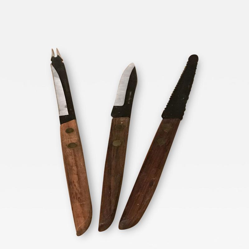  Dansk Japanese Knife Cutlery Set of Three in Rosewood Stainless Steel 1960s