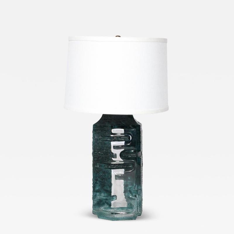  Daum Daum Nancy Brutalist Smoked Aquamarine Crystal Argos Table Lamp by Baldiccini Signed Daum