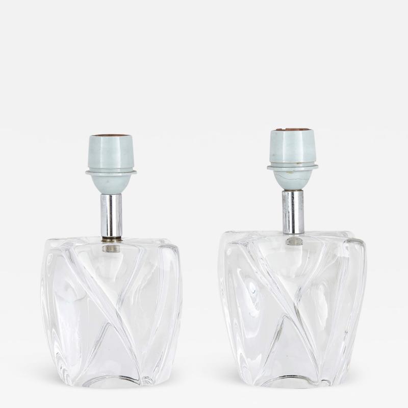  Daum Daum Nancy Pair of French mid century crystal table lamps by Daum