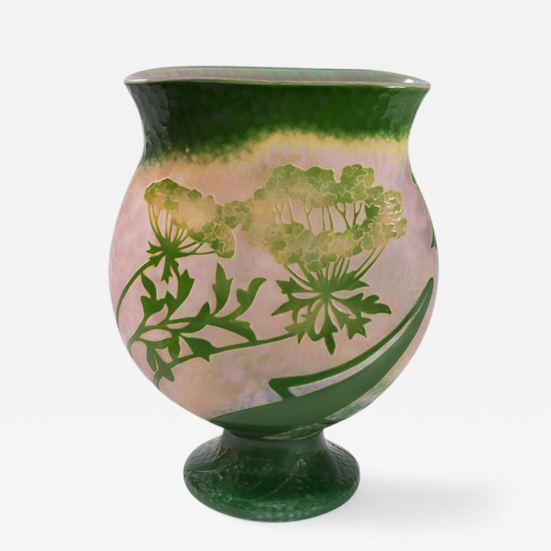  Daum French Grande berce des pr s Cameo Glass Vase by Daum