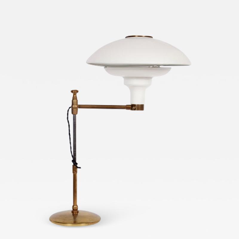  Dazor Dazor Swing Arm Brass Desk Lamp with White Reflector Shade 1940s