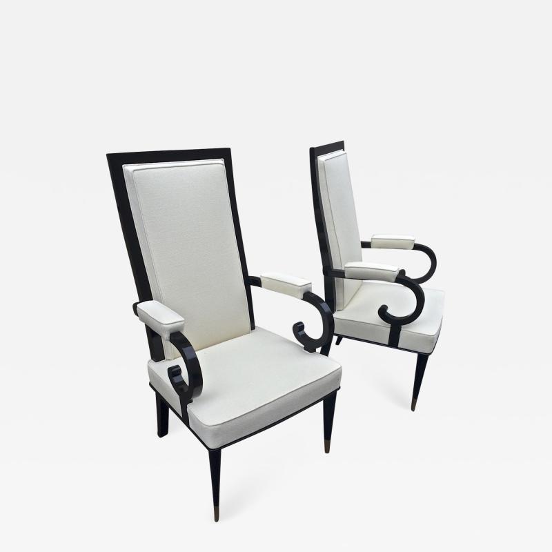  De Coene De Coene Majestuous High Back Pair Black Lacquered Arm Chairs