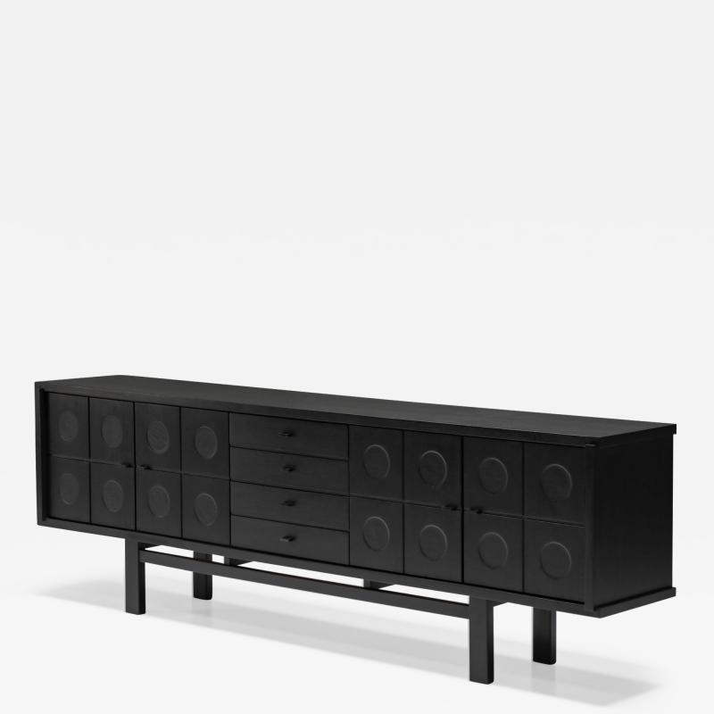  De Coene Fr res Brutalist Credenza by De Coene in stained oak with Floating effect 1970s
