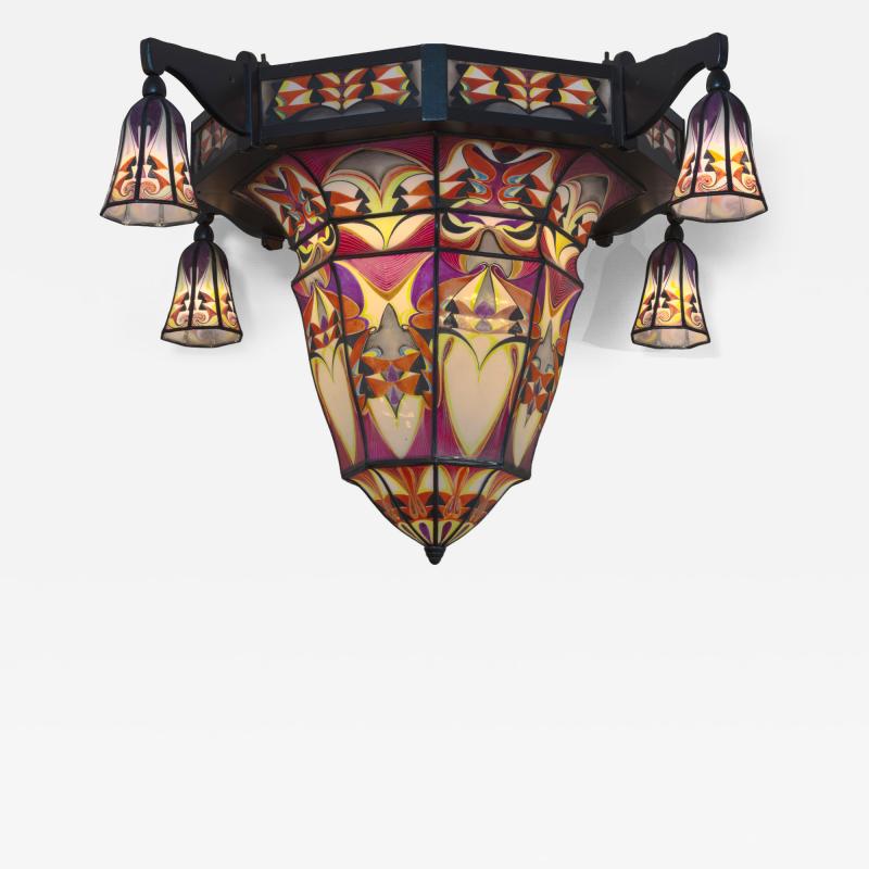  De Nieuwe Honsel Monumental De Nieuwe Honsel Amsterdam School Ceiling Lamp circa 1925