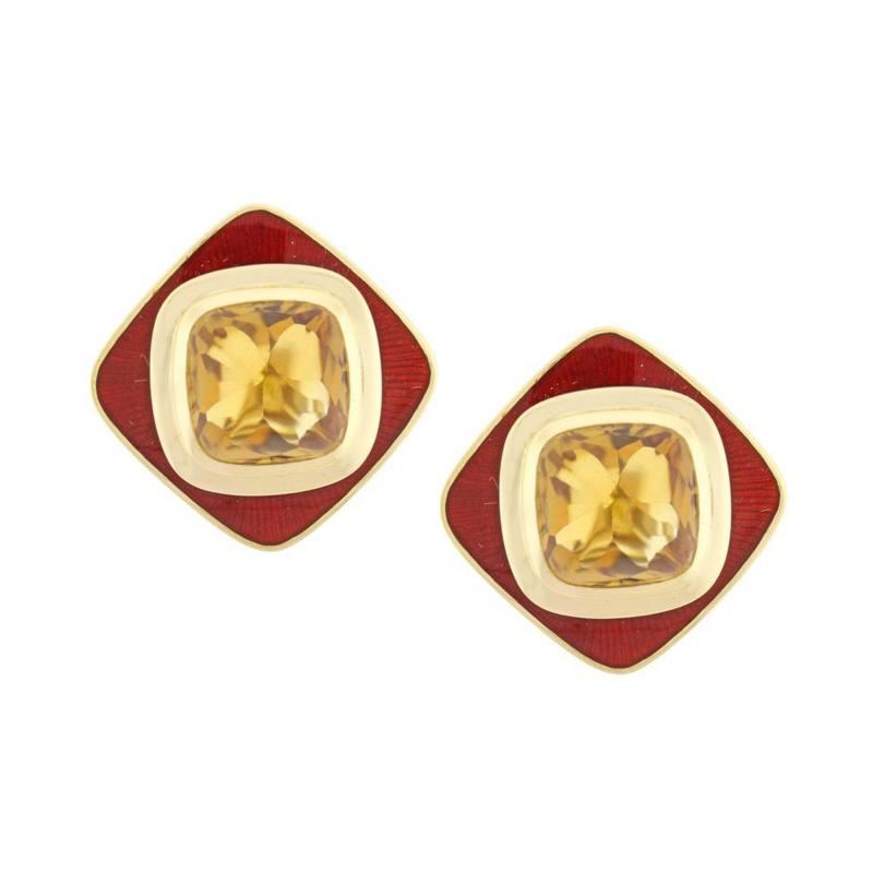  De Vroomen Leo De Vroomen Citrine and Enamel Earrings