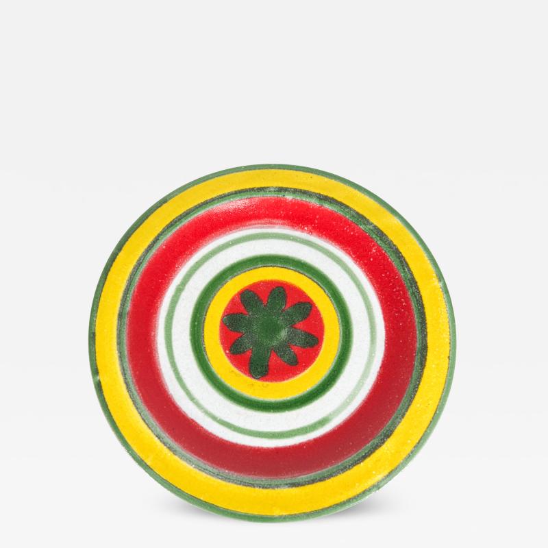  DeSimone 1960s Desimone Ceramic Pottery Italy Art Plate Yellow Red Green Hand Painted