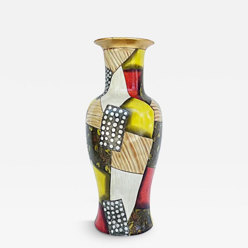  DeSimone Giovanni Desimone Large Italian Pottery Vase Abstract Gilt Patterns
