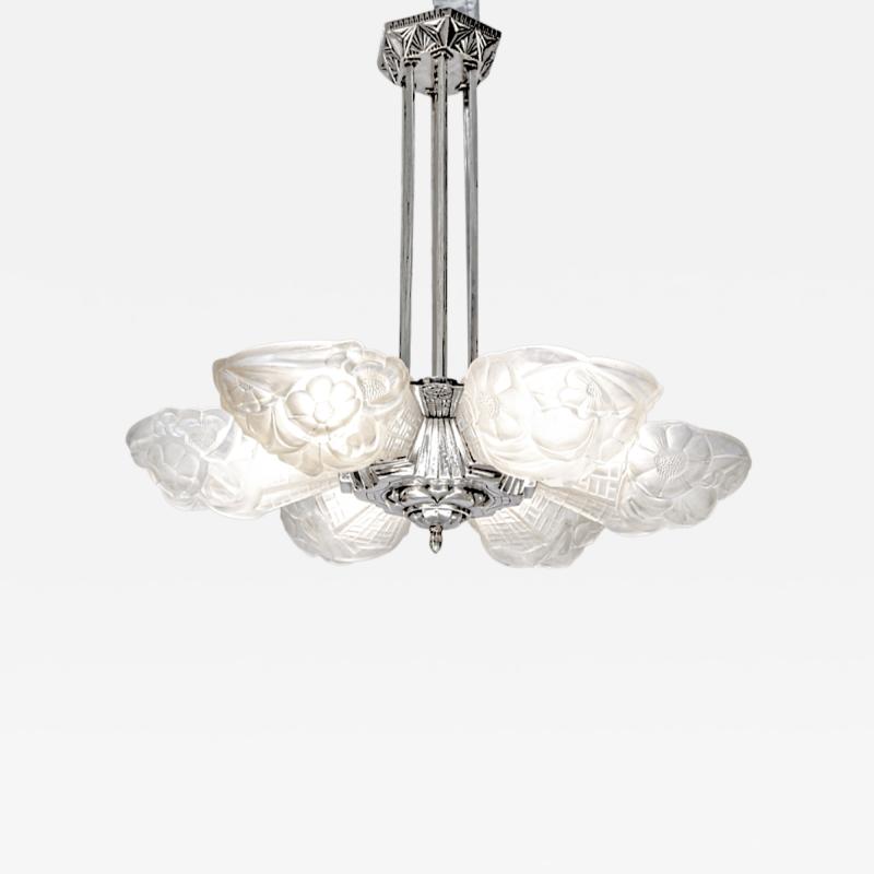  Degu A French Art Deco Chandelier signed by Degue