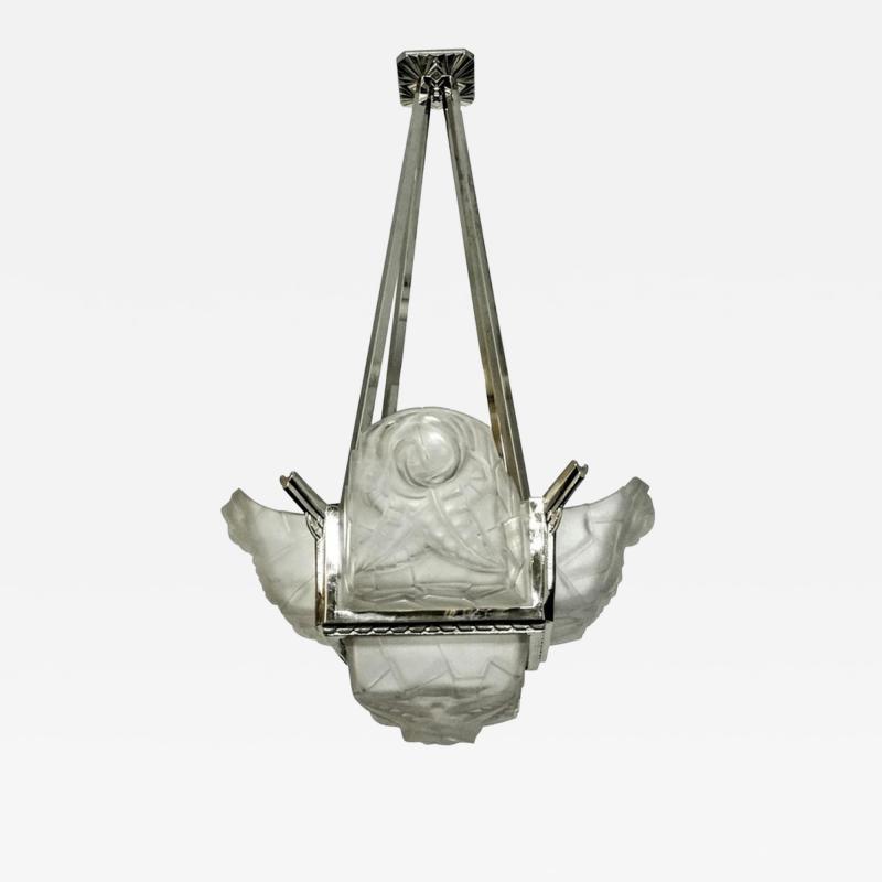  Degu French Art Deco Chandelier Pendant Signed by Degue