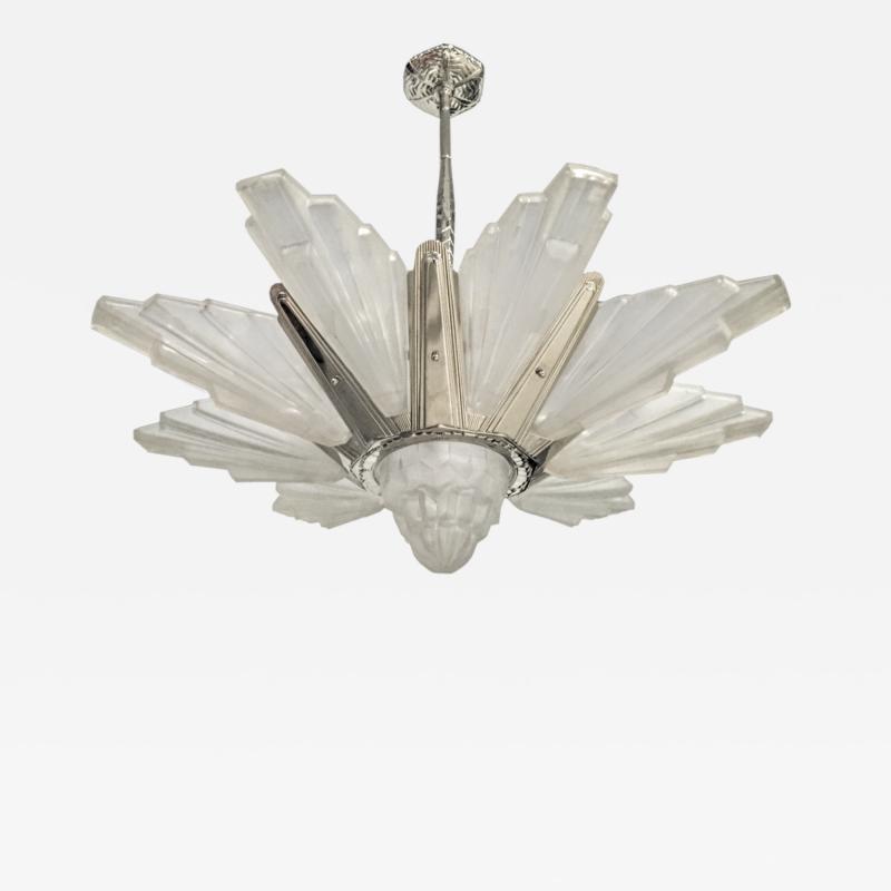  Degu French Art Deco Chandelier by Degue Skyscraper