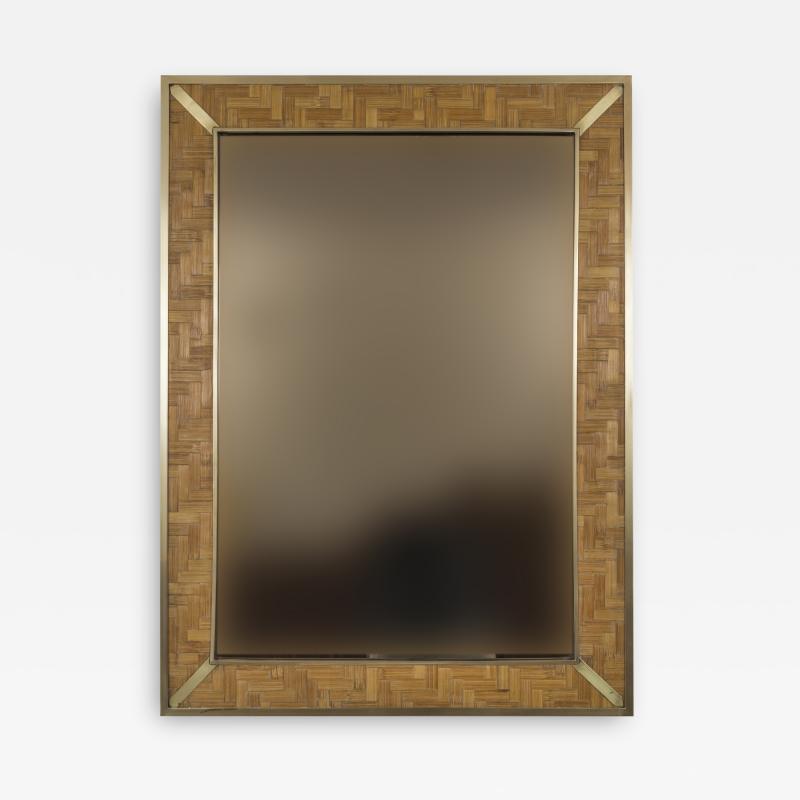  Del Vera Large Vintage Italian Bamboo Mirror By Del Vera