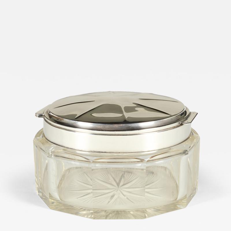  Delheid Freres Large 1930s Art Deco Silver And Crystal lidded box by Delheid Fr res