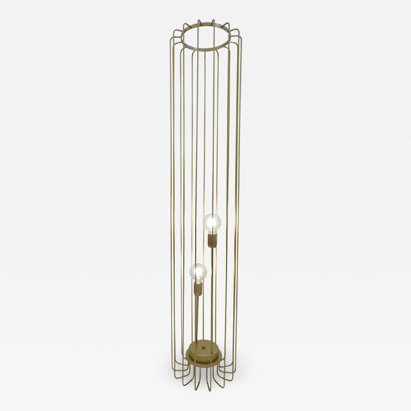  Delta Cosulich Interiors Minimalist Italian Futurist Gold Steel Open Floor Lamp