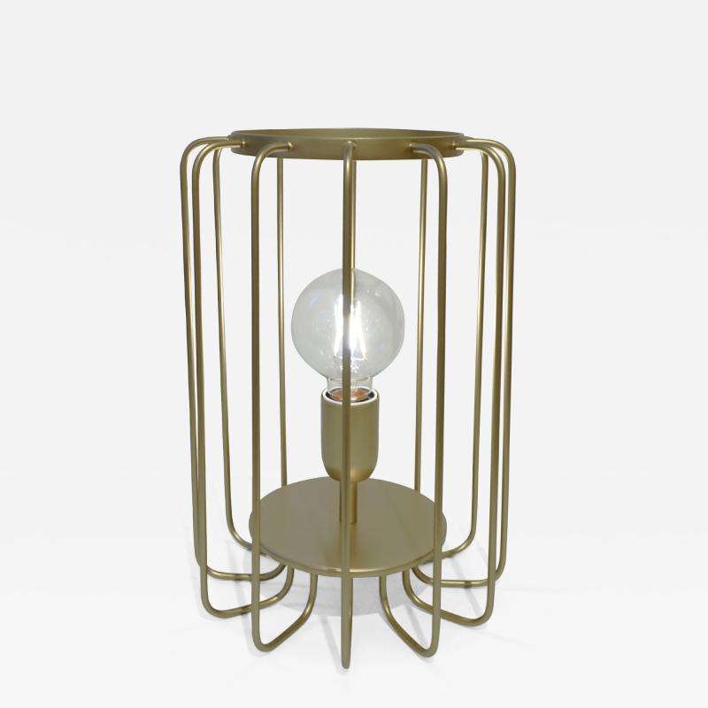  Delta Cosulich Interiors Minimalist Italian Futurist Gold Steel Open Table Lamp