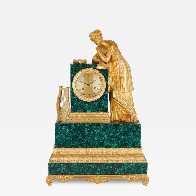  Deni re et Fils An Empire style ormolu and malachite mantel clock by Deni re