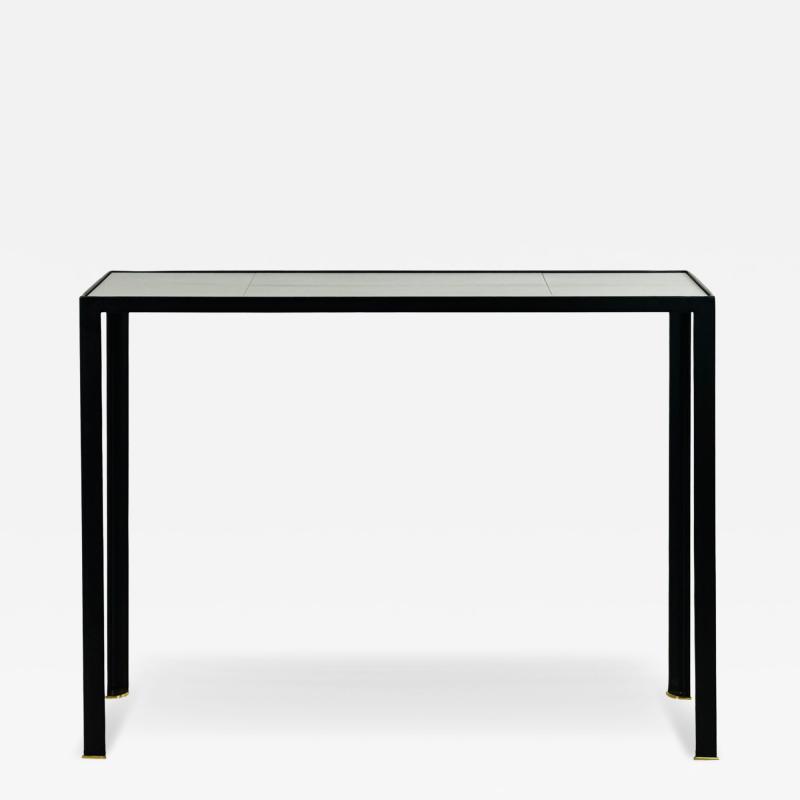 Design Fr res Corniche Wrought Iron Brass and Parchment Top Console by Design Fr res