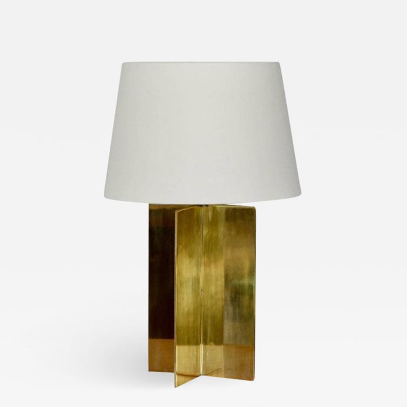  Design Fr res Croissillon Polished Brass and Parchment Table Lamp