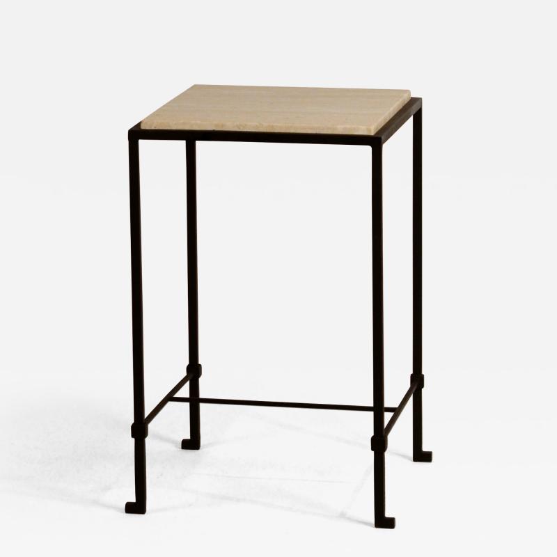  Design Fr res Diagramme Wrought Iron and Honed Travertine Drinks Table by Design Fr res