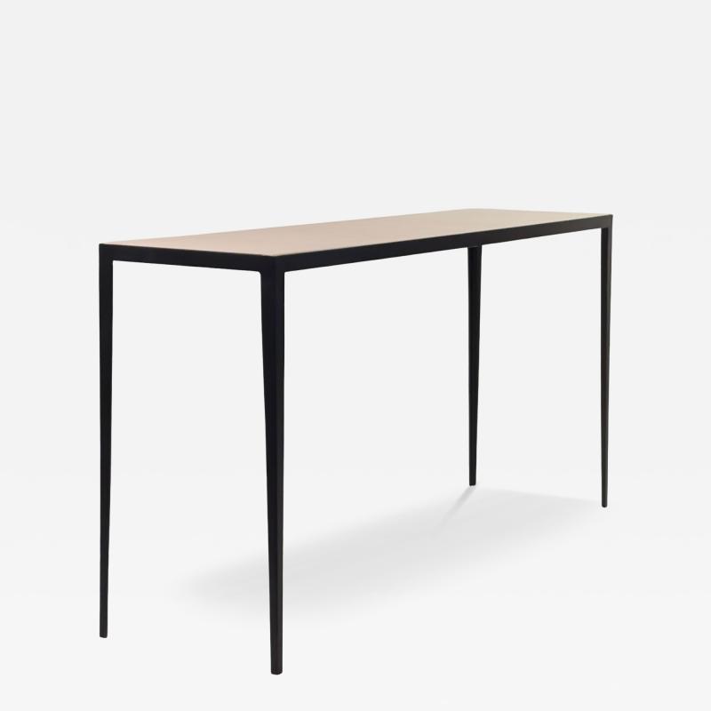  Design Fr res Long tude Iron and Cream Limestone Console or Sofa Table by Design Fr res