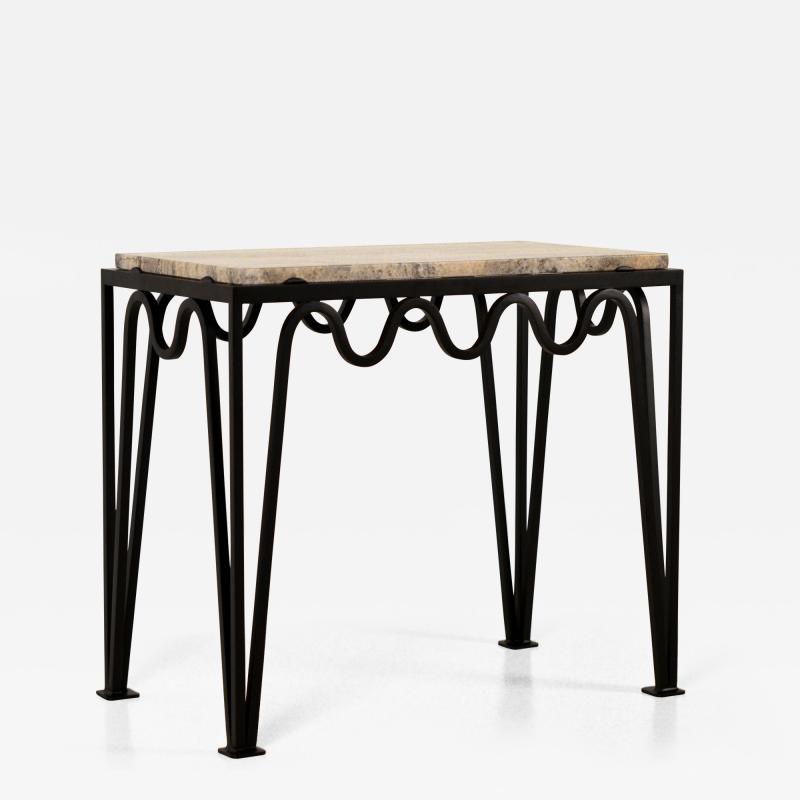  Design Fr res M andre Black Iron and Silver Travertine Side Table by Design Fr res