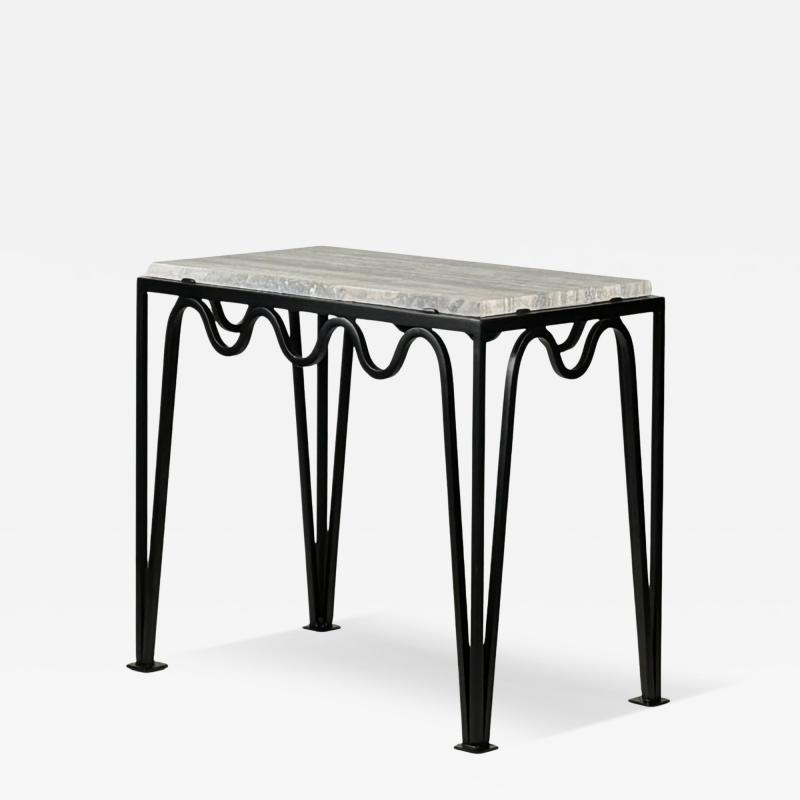  Design Fr res M andre Black Iron and Silver Travertine Side Table by Design Fr res