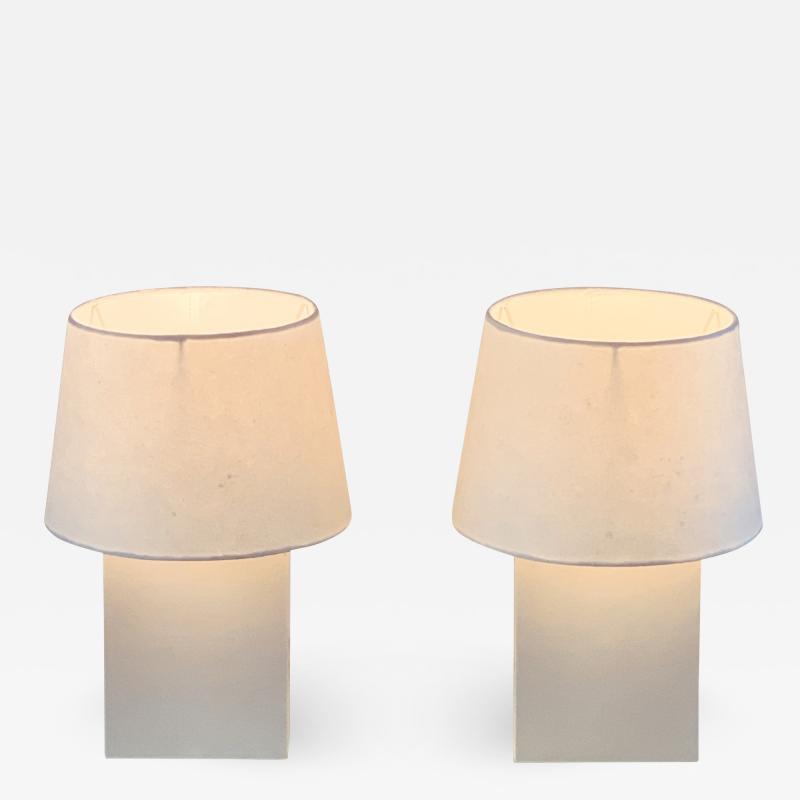  Design Fr res Pair of Bloc Parchment Lamps with Parchment Paper Shades by Design Fr res