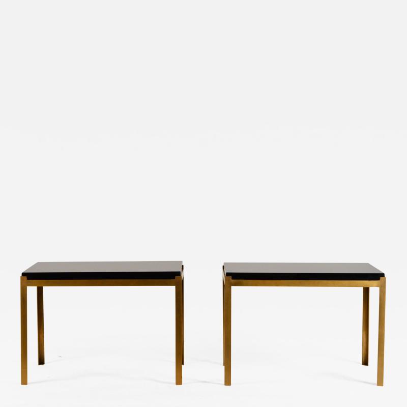  Design Fr res Pair of Chic Caisson Solid Brass and Black Lacquer End Tables by Design Fr res