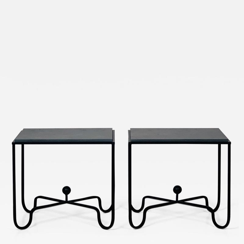  Design Fr res Pair of Chic Grey Slate Entretoise Side Tables by Design Fr res