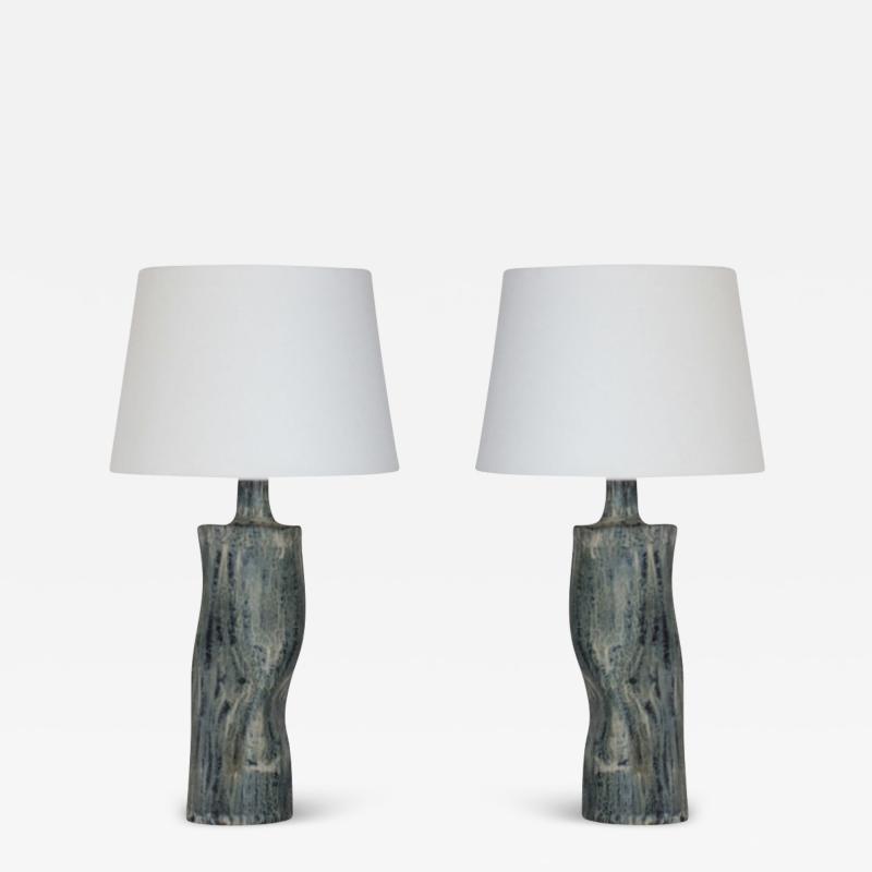  Design Fr res Pair of Difforme Tiger Glaze Table Lamps with Parchment Shade by Design Fr res