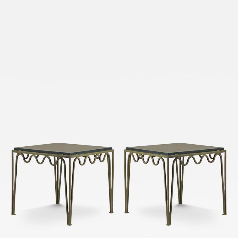  Design Fr res Pair of M andre Verdigris and Black Limestone End Tables by Design Fr res